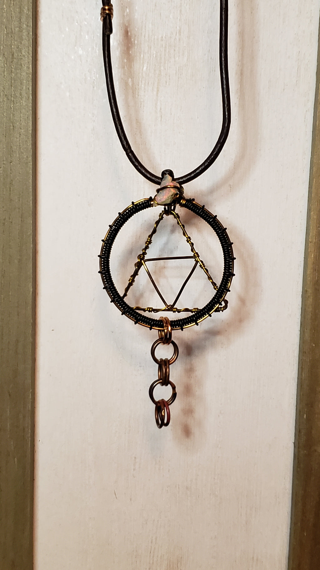 Raw Opal Triforce necklace