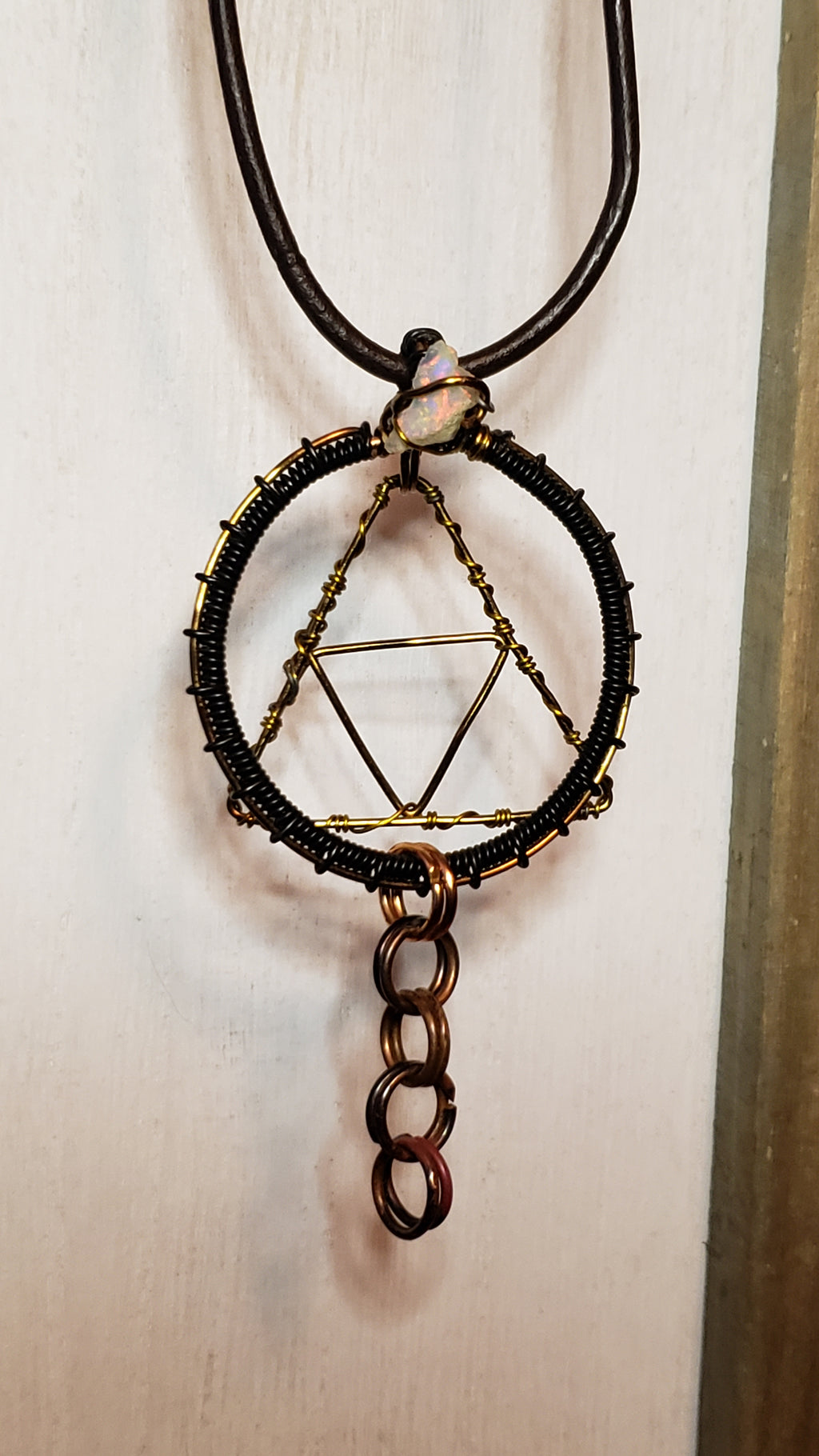 Raw Opal Triforce necklace