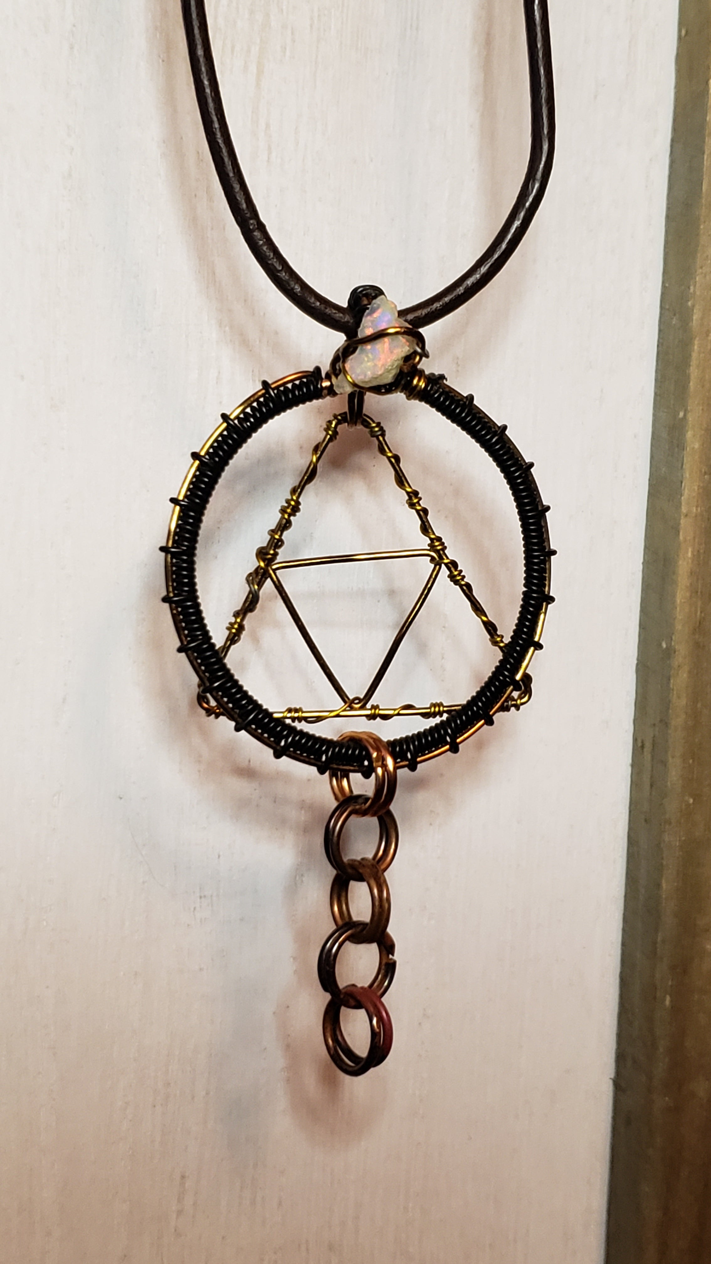 Raw Opal Triforce necklace