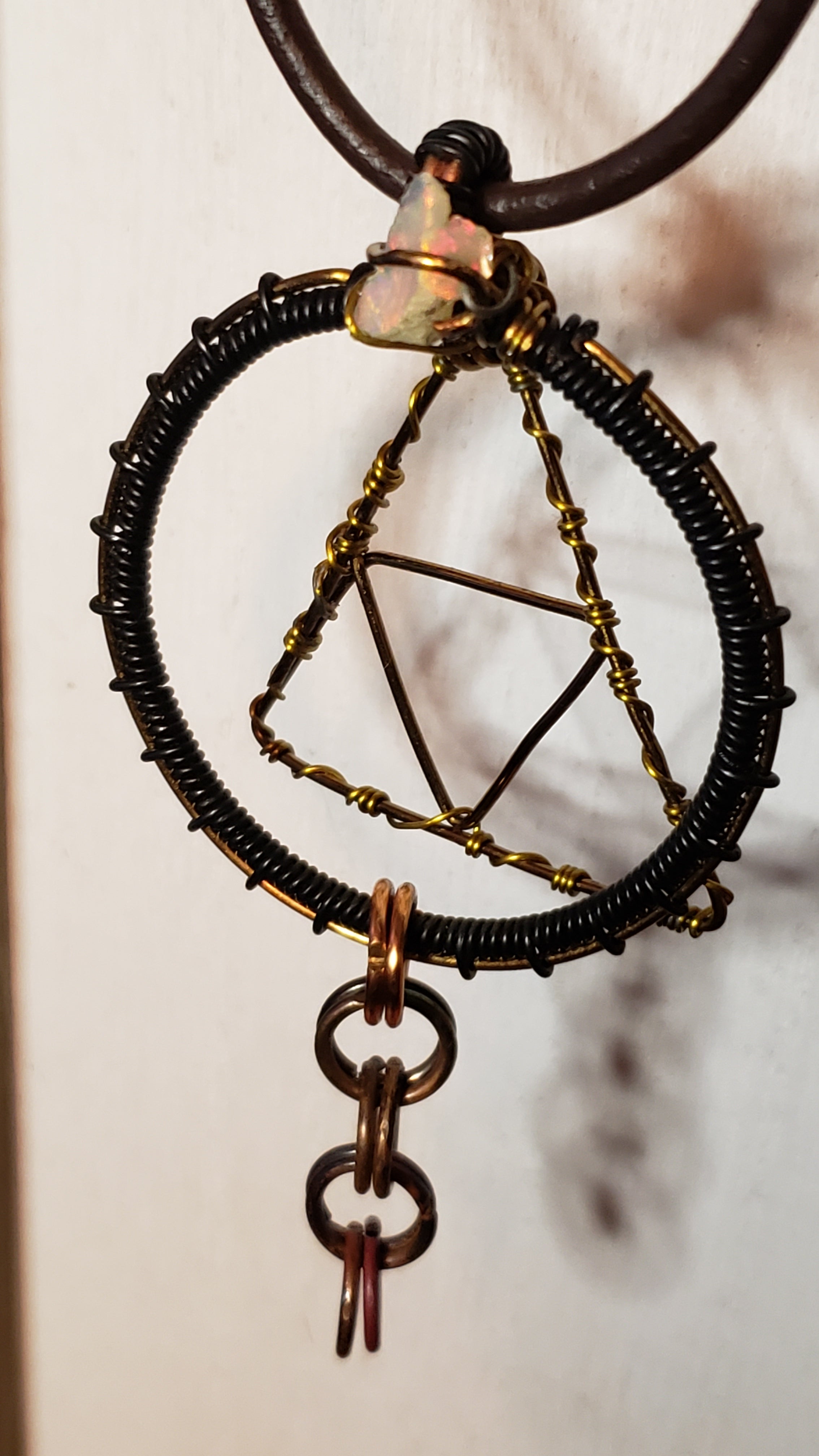 Raw Opal Triforce necklace