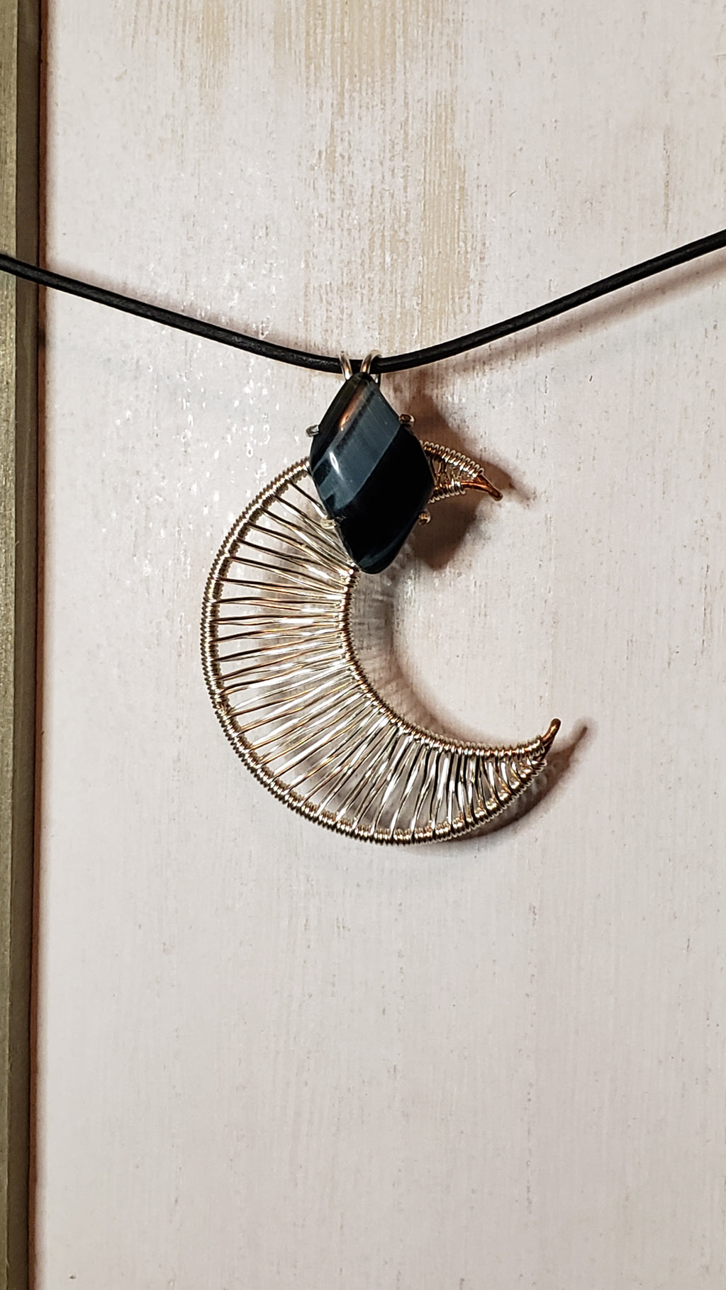 Blue Tigers Eye Moon Pendant