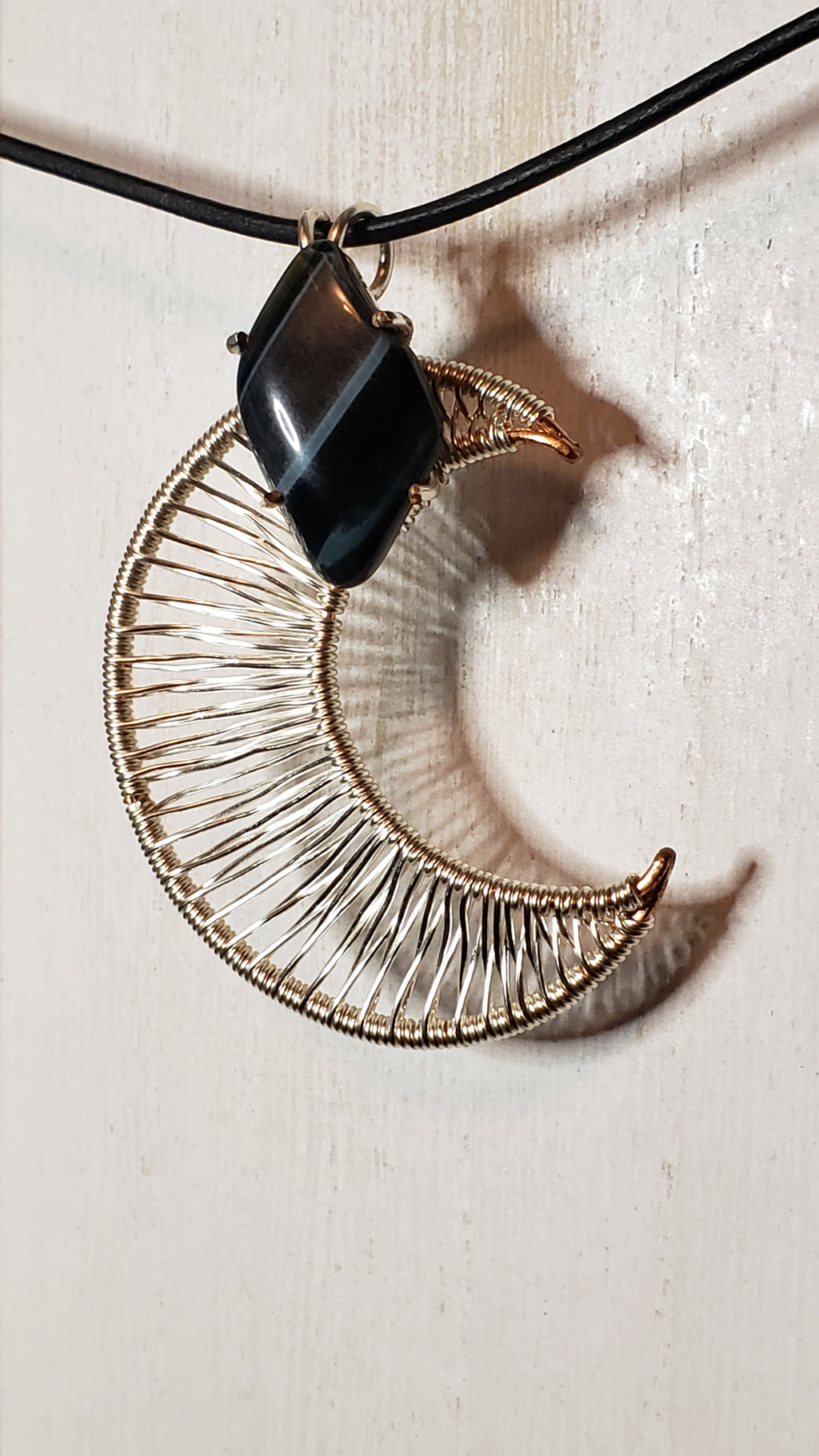Blue Tigers Eye Moon Pendant