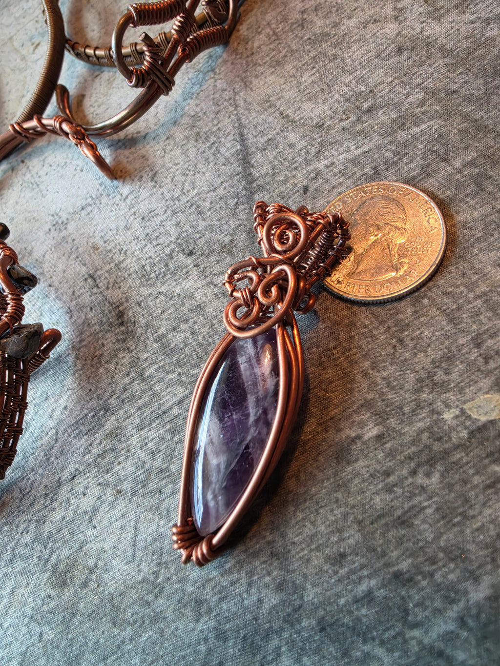 "Elgin Wildcat" Chevron Amethyst & Copper Pendant