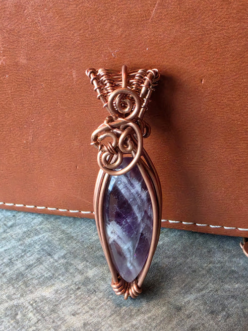 "Elgin Wildcat" Chevron Amethyst & Copper Pendant