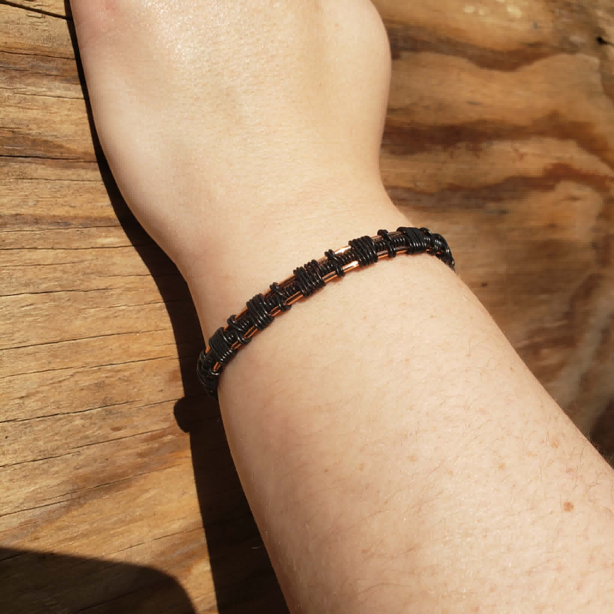 "Dark Current" - Black Copper Wire Cuff