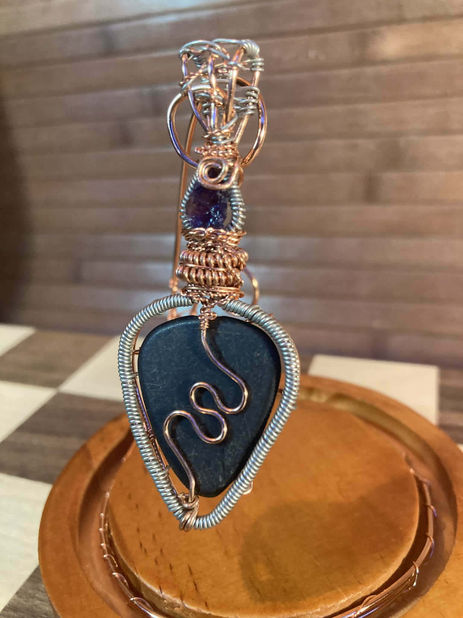 Amethyst Guitar Pick Holder Pendant